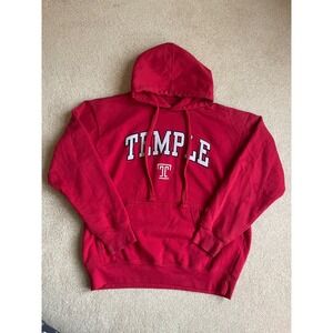 Temple Owls Red Hoodie Sweatshirt Classic Logo Pullover Hooded